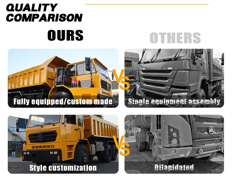 Comparaison d'un camion-benne minier et d'un autobus scolaire